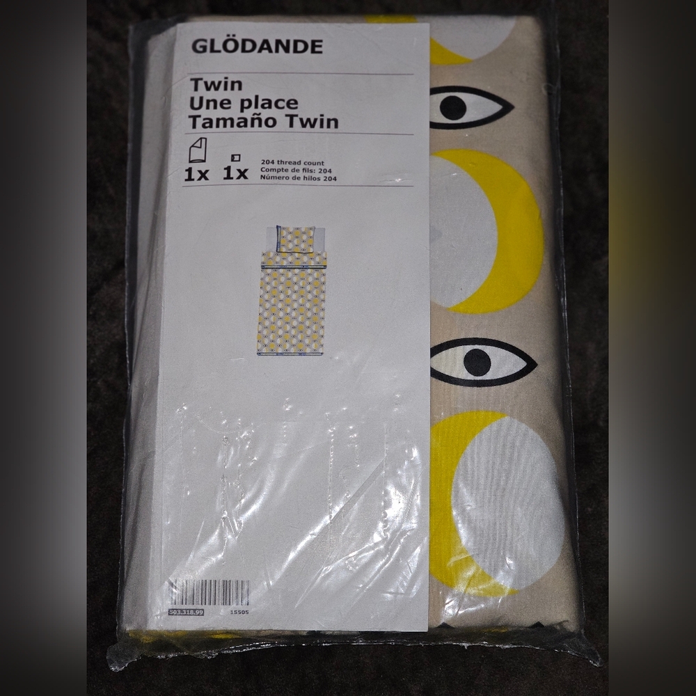 IKEA Glödande Twin Size Duvet And Pillowcase Set Cotton / Lyocell Eye Moon